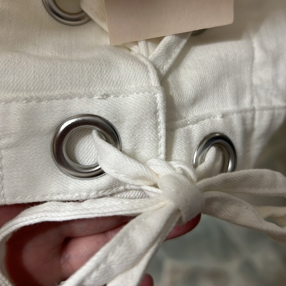 Vince Camuto White Jean Jacket side Lace up Button Front Denim Jacket Small nwt - Picture 8 of 14